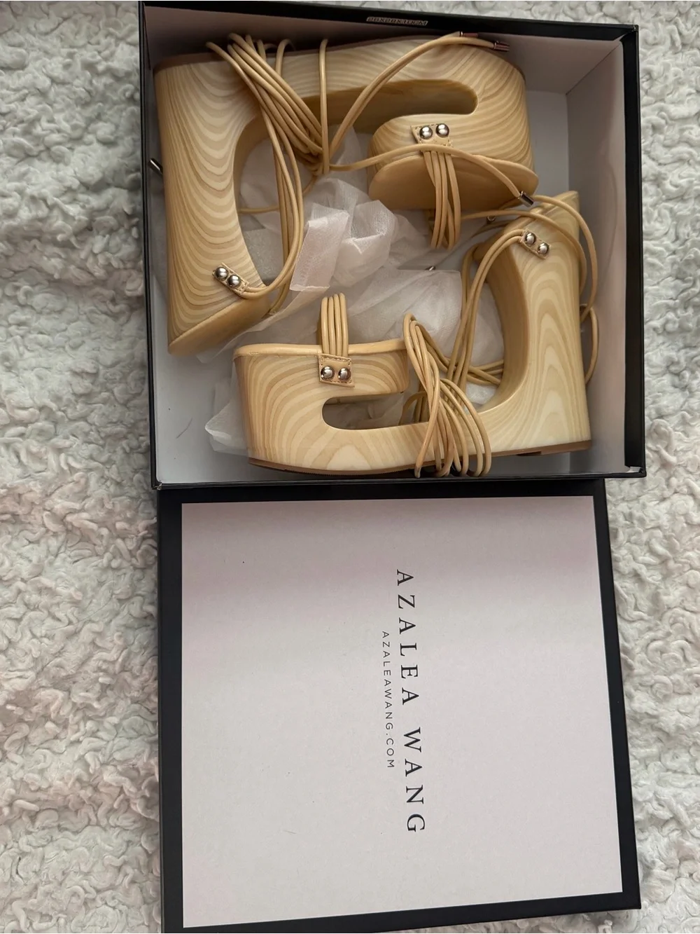 Lace-Up Tan Platform Wedge Sandals